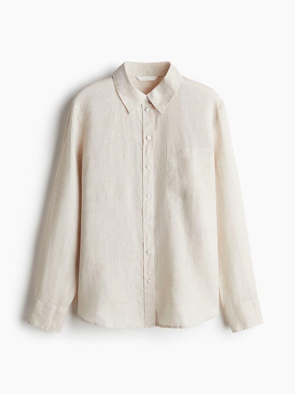 H&M Relaxed Linen Button-Up Shirt Coastal Natural Beach Casual Everyday
